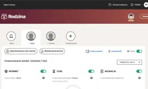 Panel kontroli rodzicielskiej Norton Rodzina. Zarządzaj czasem ekranowym i aplikacjami dla dzieci.