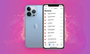 Historia połączeń iPhone, pokazująca listę ostatnich rozmów i połączeń FaceTime.