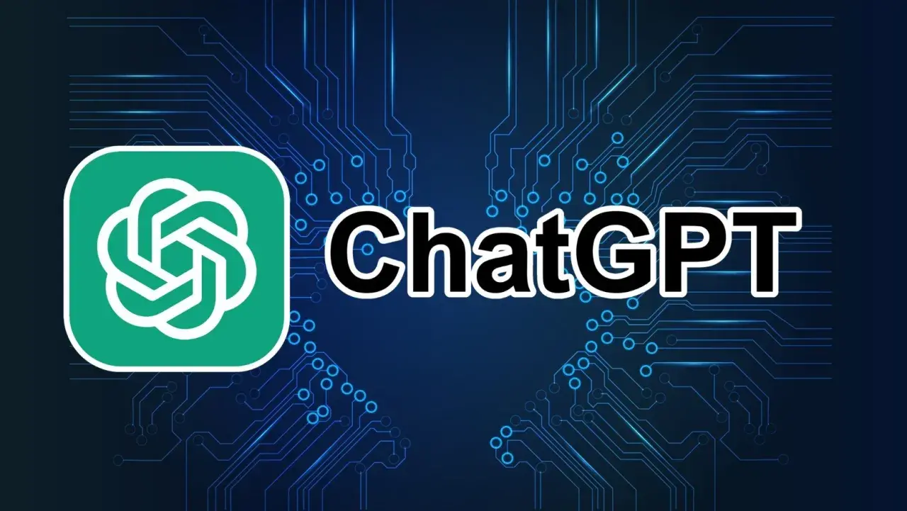 Logo ChatGPT na tle obwodów drukowanych. Możliwość korzystania z ChatGPT bez logowania otwiera nowe możliwości.