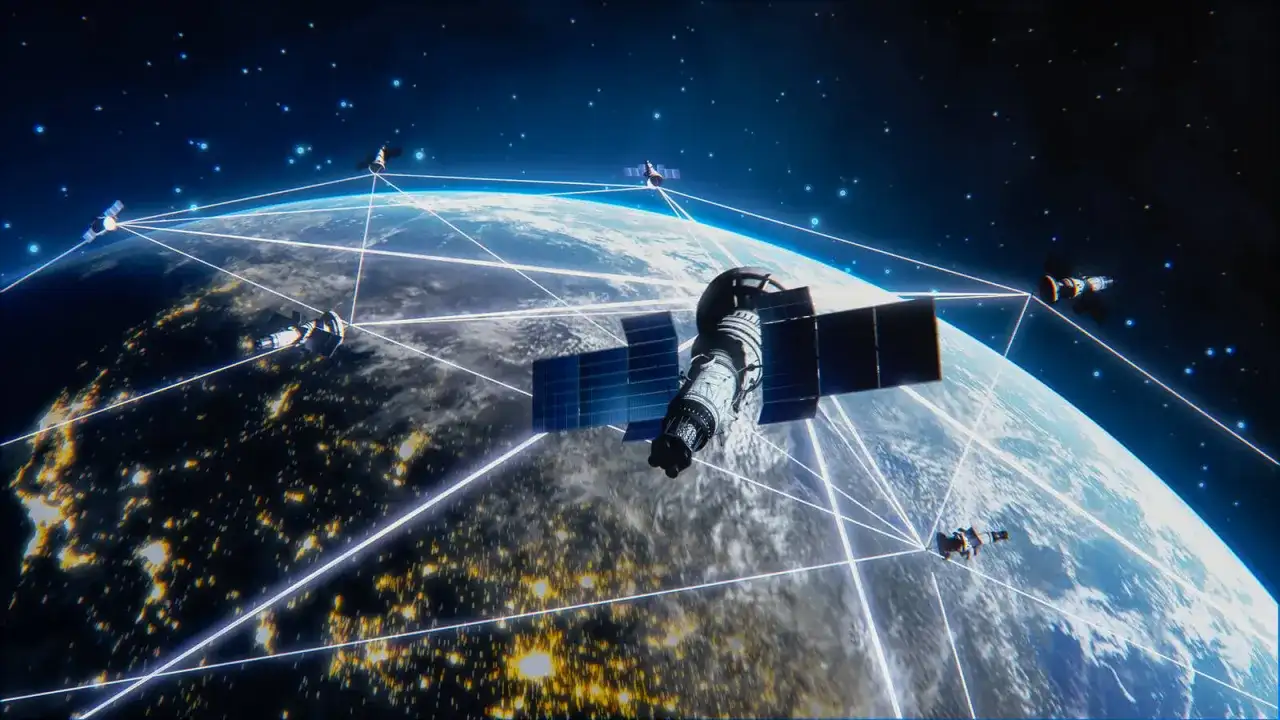 Sieć satelitów Starlink otacza Ziemię, tworząc globalną komunikację.