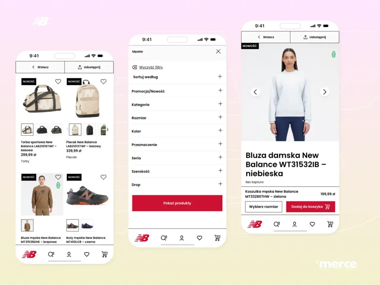 Aplikacja New Balance pokazuje, czy Vinted jest bezpieczne, prezentując filtry produktów i ofertę.