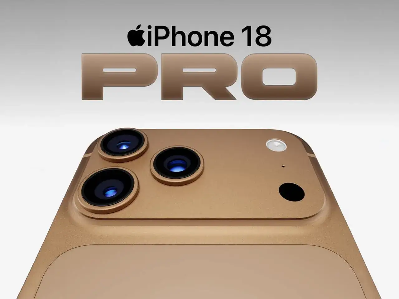 Złoty iPhone 18 Pro Max z potrójnym aparatem. Nowa generacja smartfonów Apple.