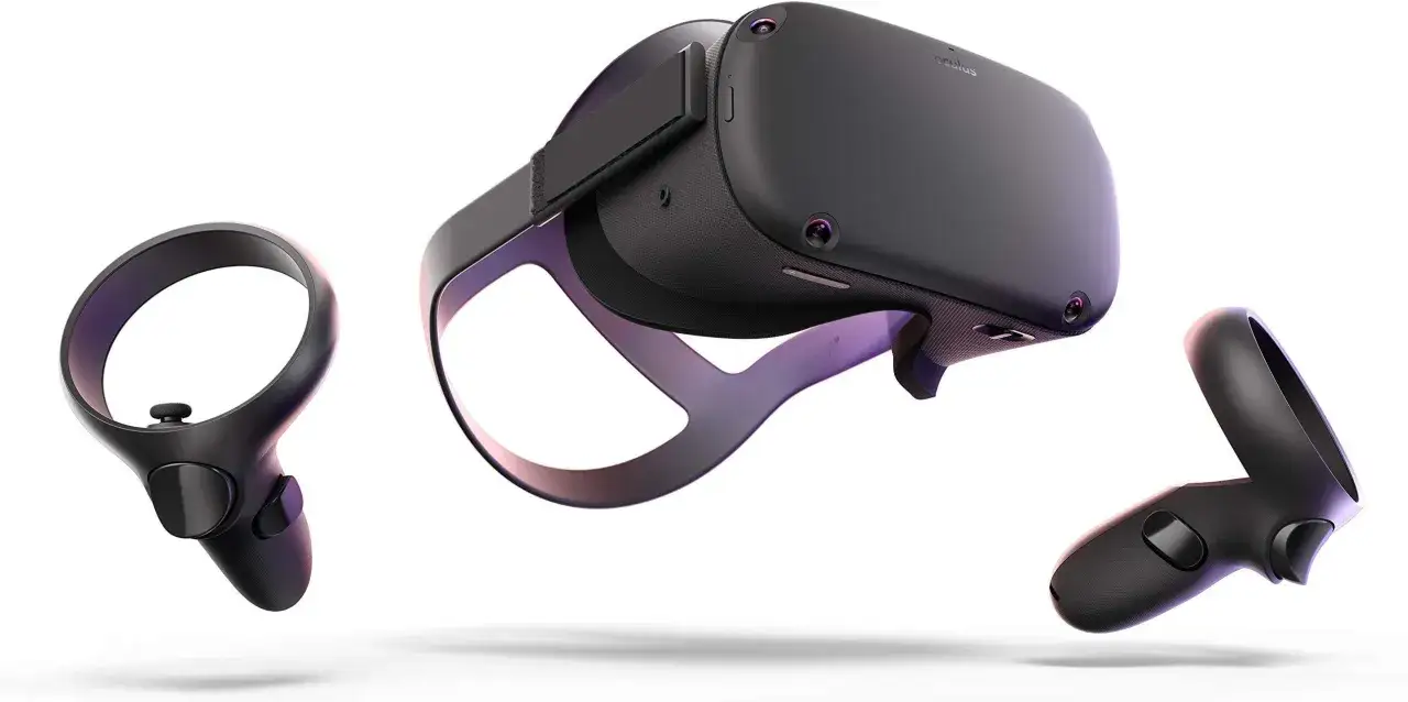 Gogle VR i dwa kontrolery, gotowe do zanurzenia w wirtualnej rzeczywistości z meta quest 4.