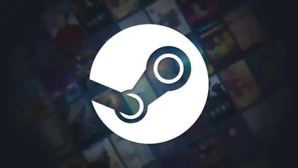 Logo Steam na tle okładek gier, zapowiedź Steam Next Fest.